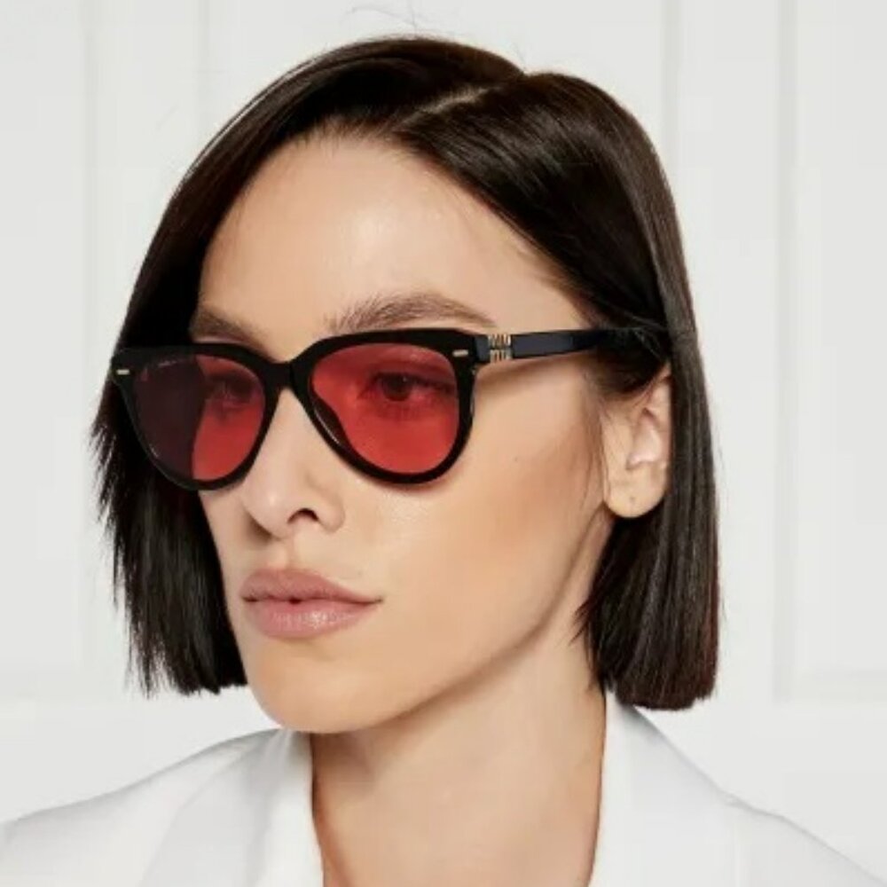Miu Miu MU12ZS 16K1D0 BRAND NEW Sunglasses Black Red Phantos Unisex